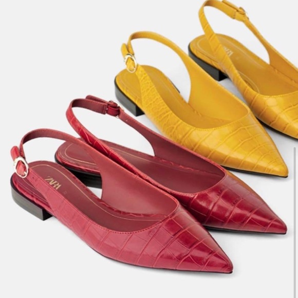 Zara Red Slip On Pointed Flats - Picture 3 of 3